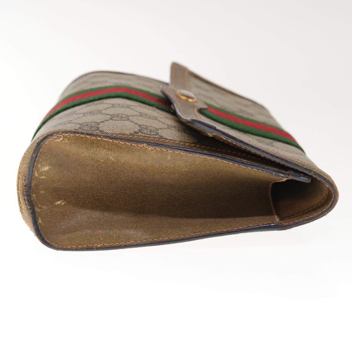GUCCI GG Supreme Web Sherry Line Clutch Bag PVC Beige Red 89 01 006  65935