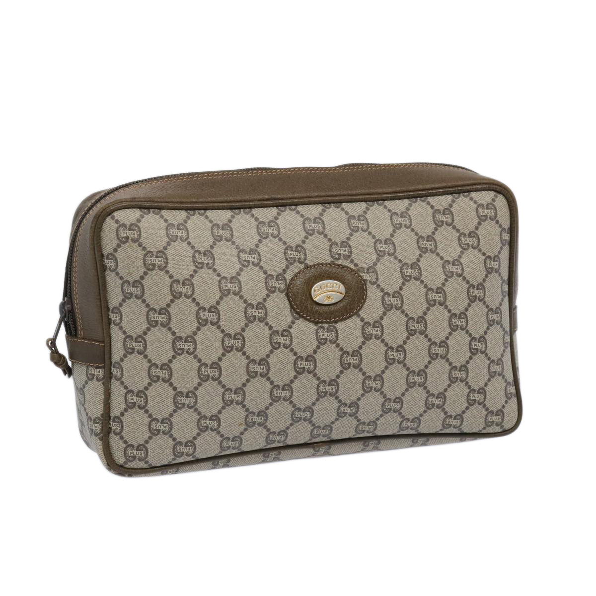 GUCCI GG Plus Supreme Clutch Bag PVC Leather Beige  65941