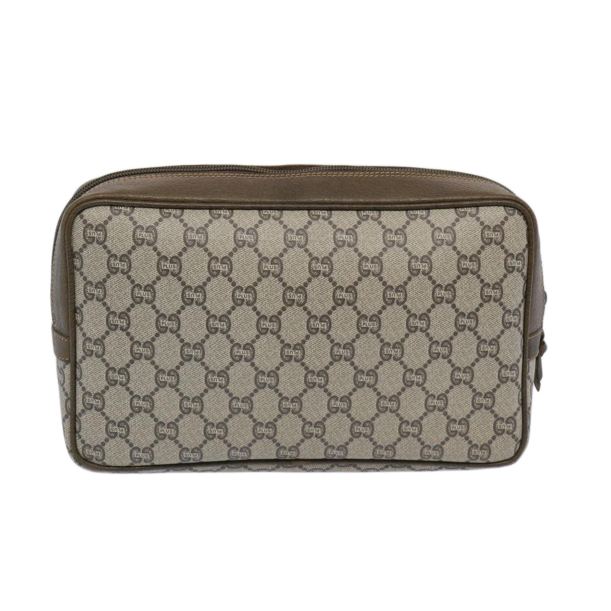 GUCCI GG Plus Supreme Clutch Bag PVC Leather Beige  65941