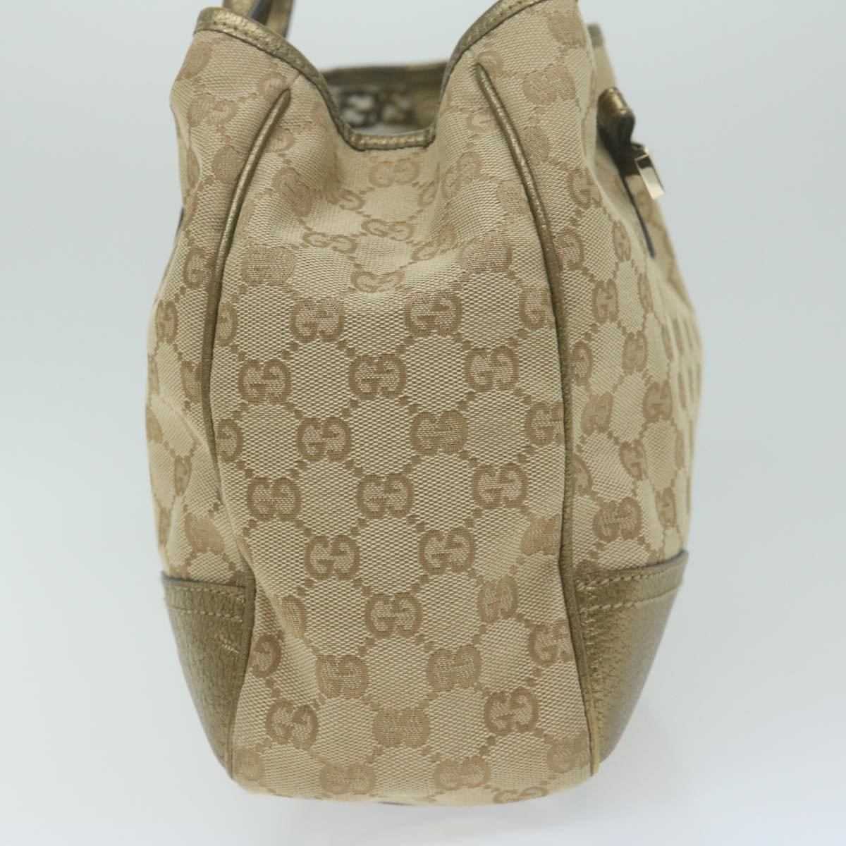 GUCCI GG Canvas Shoulder Bag Gold Tone Beige 163805  65944