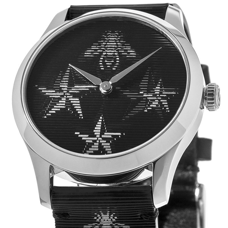 Gucci G-Timeless Bee and Star Motif Black Dial Leather Strap Women's Watch YA1264105