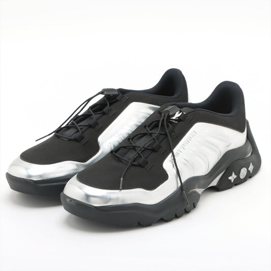 Louis Vuitton Millennium Line 21 Year Patent Leather  Fabric Sneakers 9 Men Silver × Black FD0251