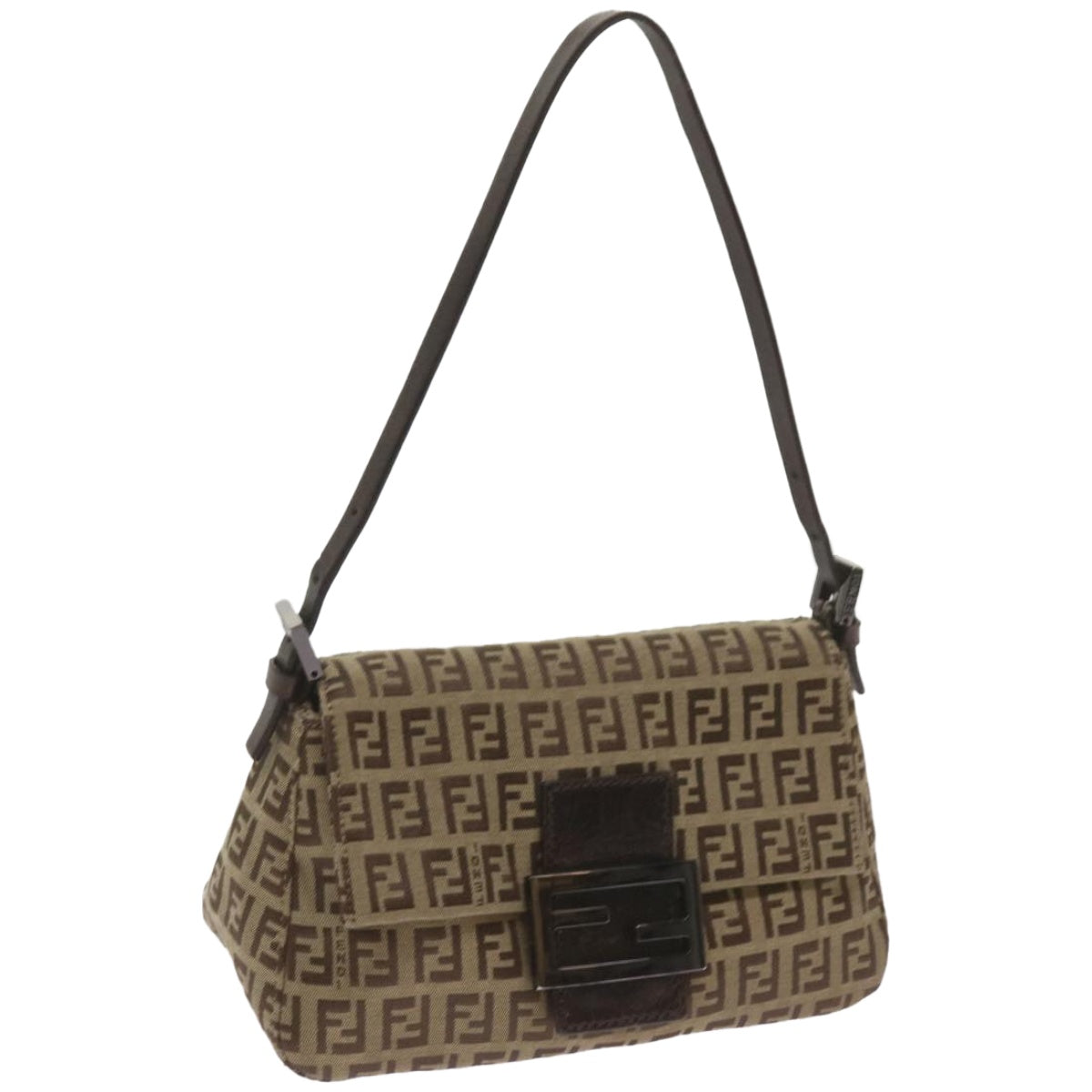 Luxury FendiZucchino Canvas Mamma Baguette Shoulder Bag Beige66042