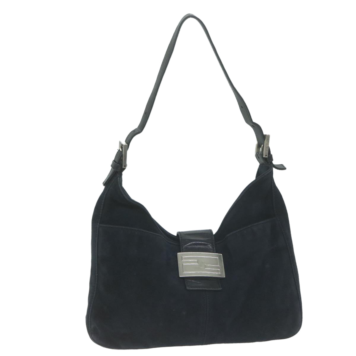 Luxury FendiMamma Baguette Shoulder Bag Suede Navy66049