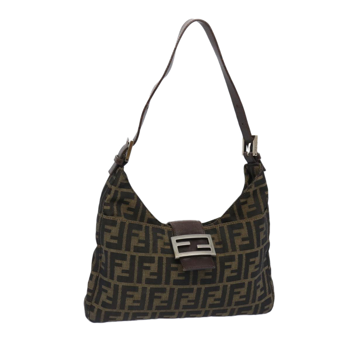 Luxury FendiZucca Canvas Mamma Baguette Shoulder Bag Brown66062
