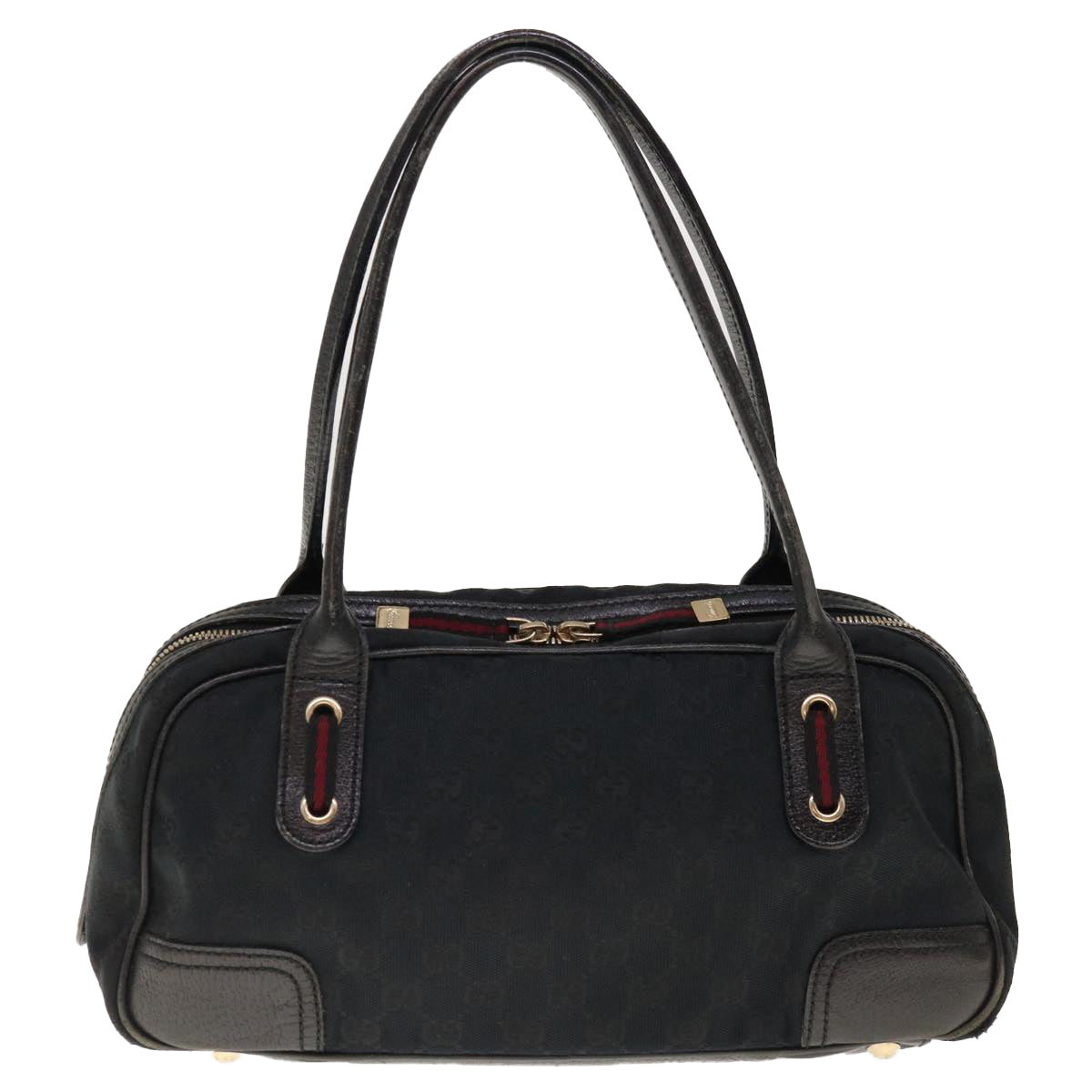GUCCI Sherry Line GG Canvas Shoulder Bag Black Red 161720  66063