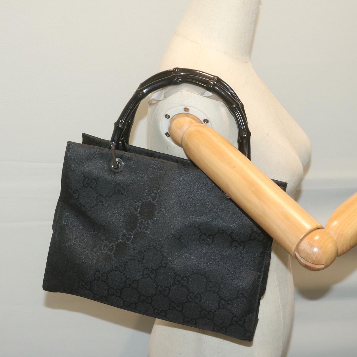 GUCCI Bamboo GG Canvas Hand Bag Black 002 1016  66078