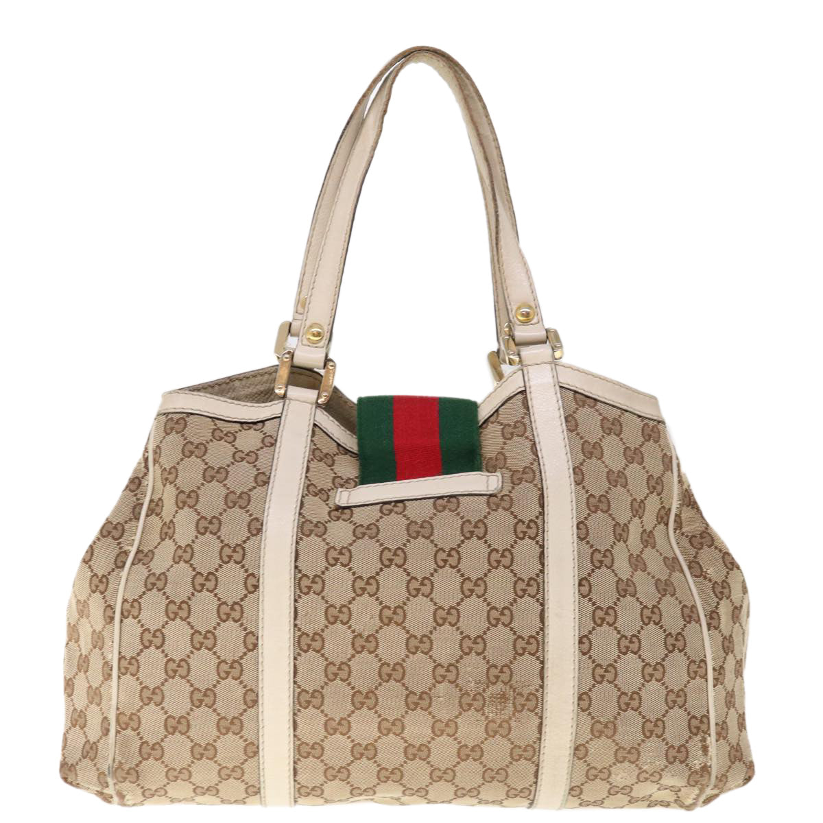 GUCCI GG Canvas Web Sherry Line Shoulder Bag Beige Green Red 233609  66150