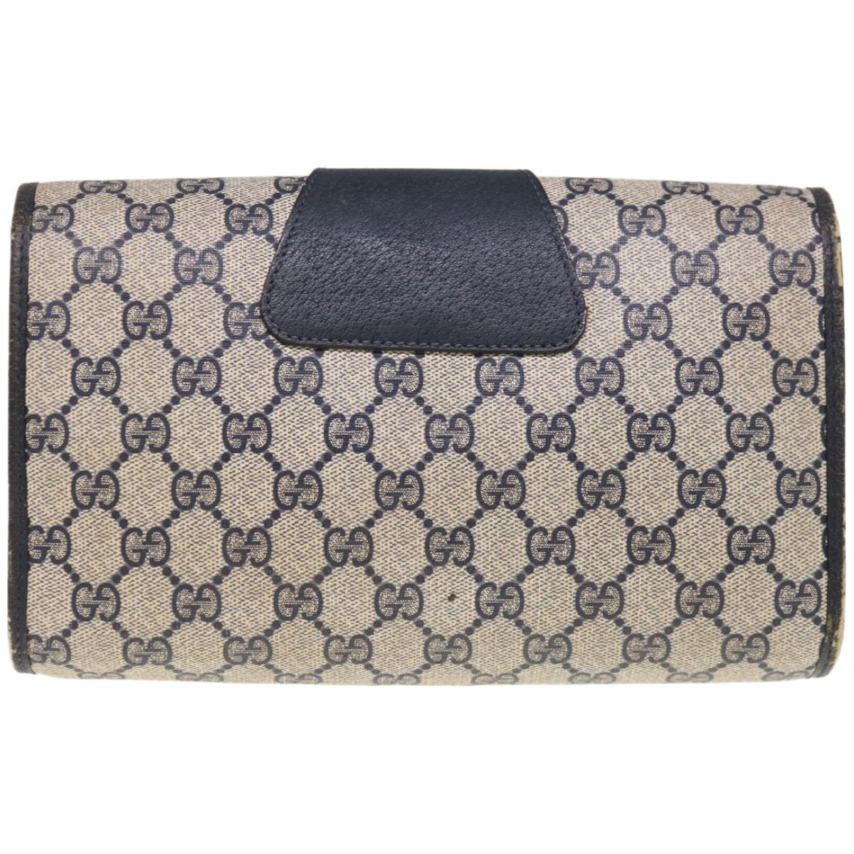 GUCCI GG Canvas Sherry Line Clutch Bag PVC Navy Red  66165