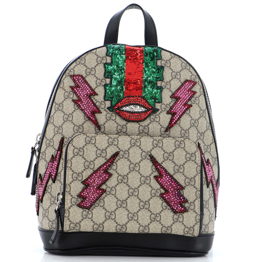 Luxury Gucci Trending 2025 Zip Pocket Backpack Embellished GG Coated Canvas Small