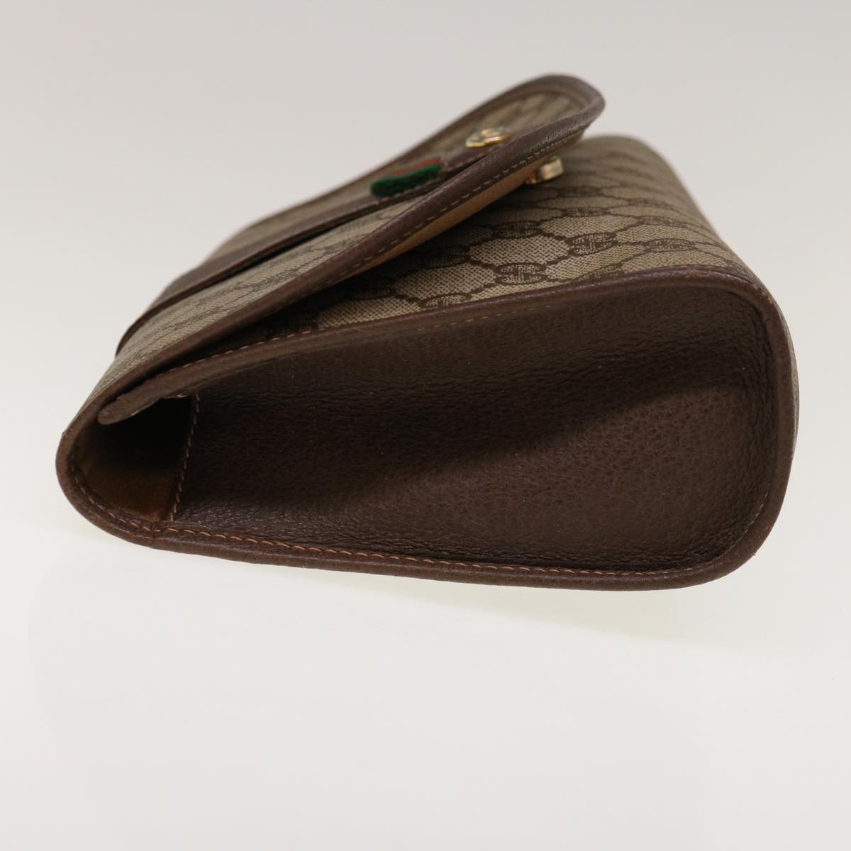 GUCCI GG Canvas Web Sherry Line Clutch Bag PVC Beige Red Green  66266