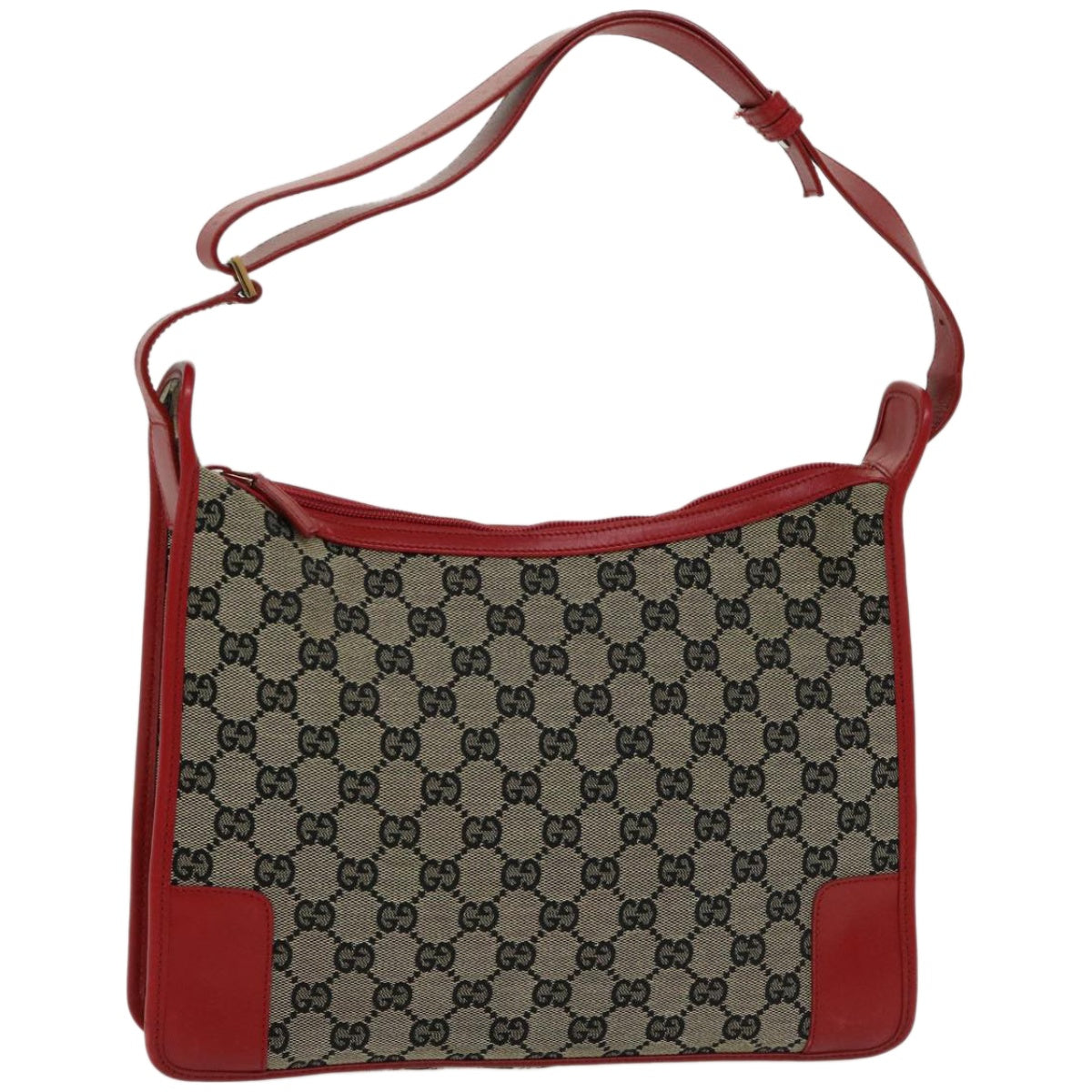 GUCCI GG Canvas Shoulder Bag Beige Red  66281
