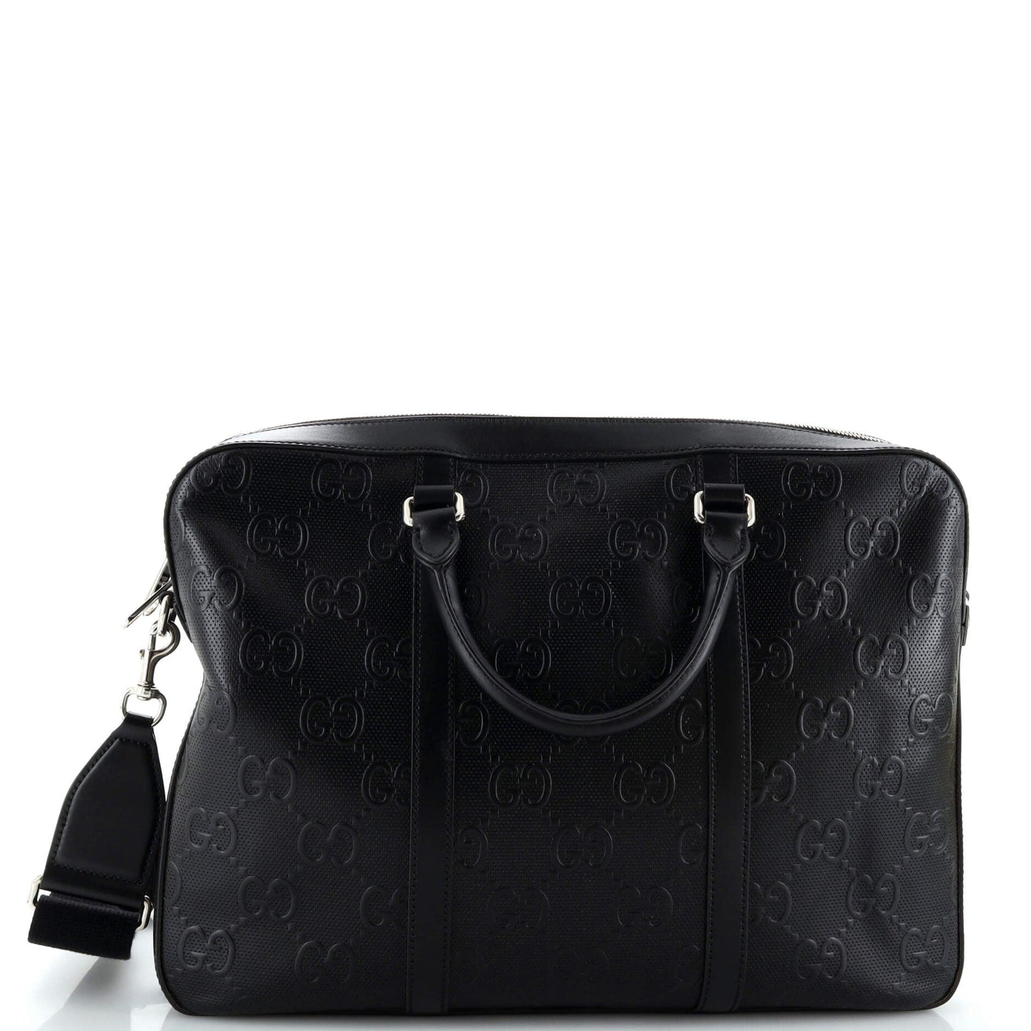 Luxury Gucci Trending 2025 Briefcase GG Embossed Perforated Leather Medium