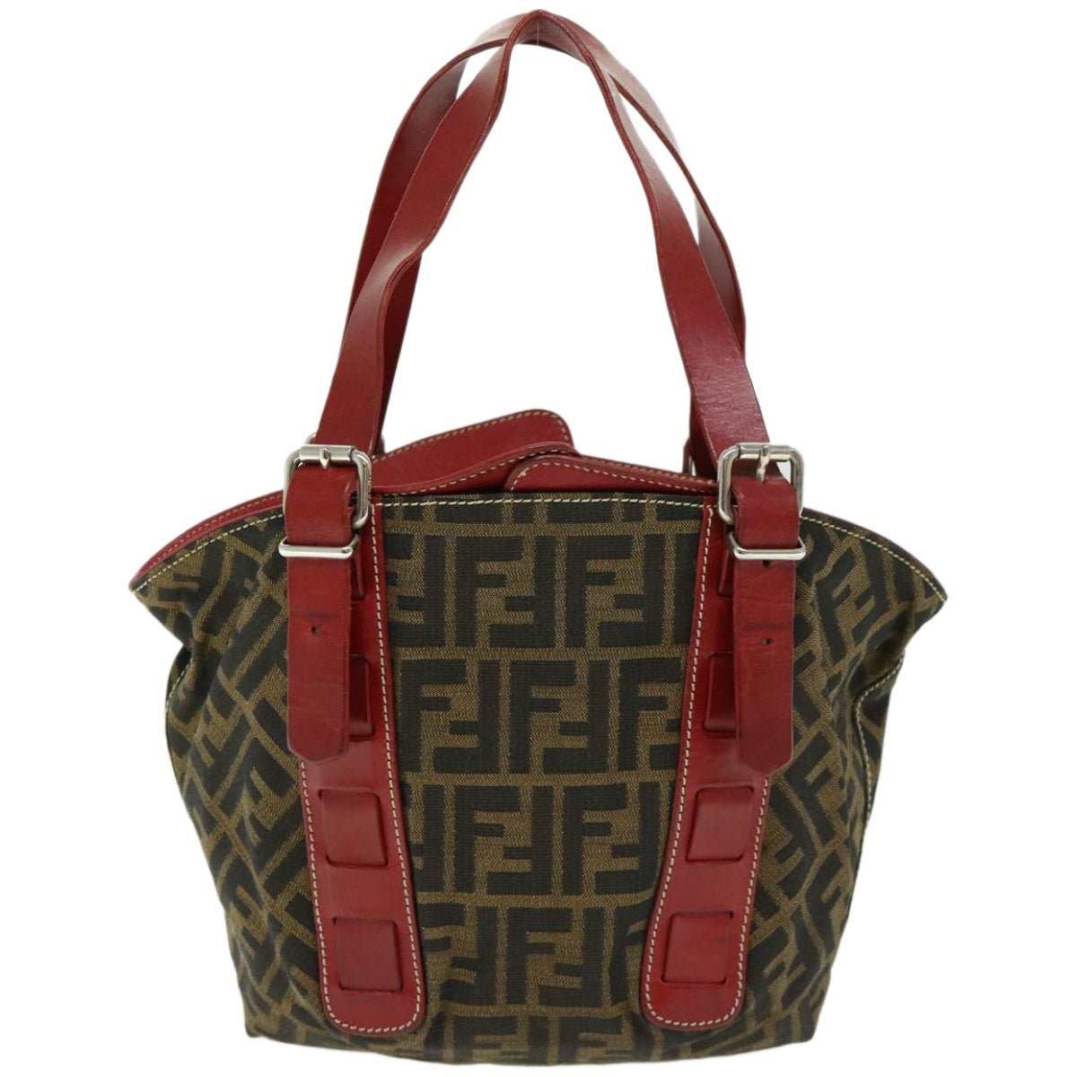 Luxury FendiZucca Canvas Hand Bag Brown Red66308