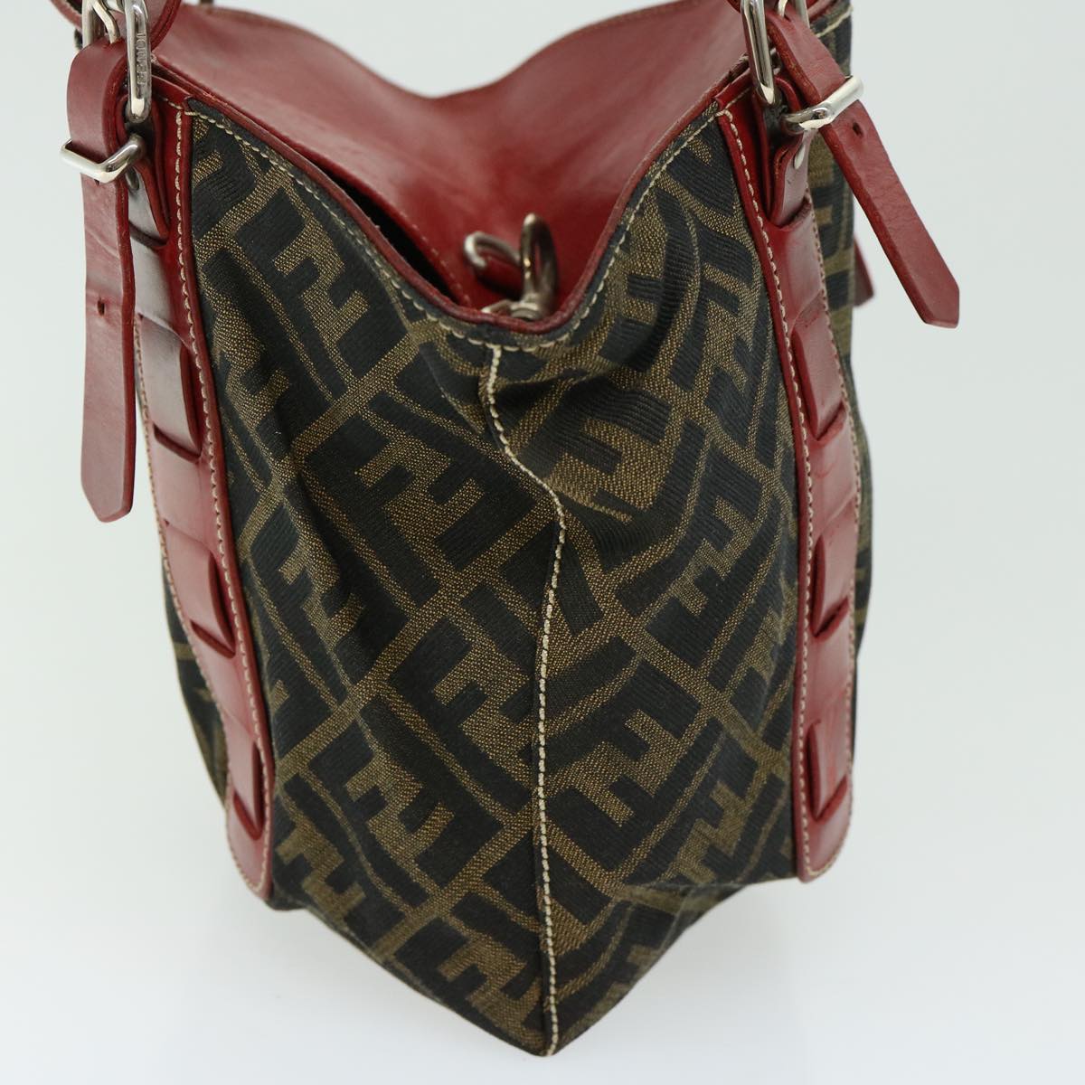 Luxury FendiZucca Canvas Hand Bag Brown Red66308