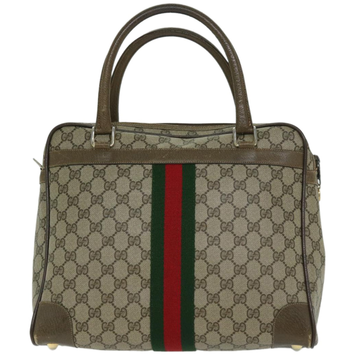 GUCCI GG Canvas Hand Bag PVC Beige Green Red  66323