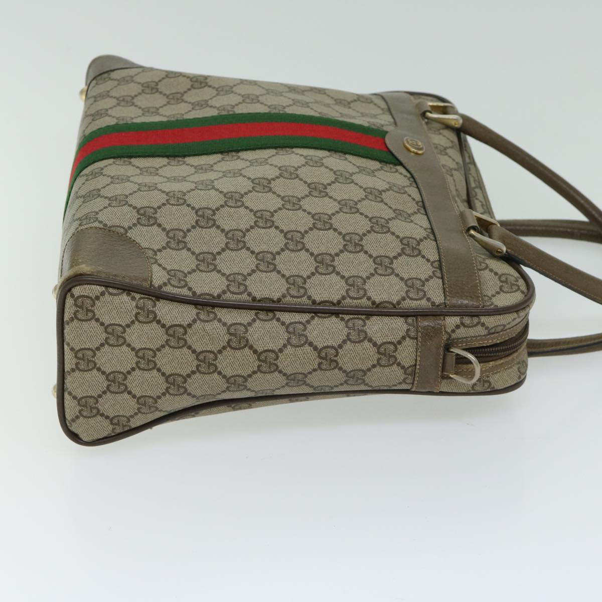 GUCCI GG Canvas Hand Bag PVC Beige Green Red  66323