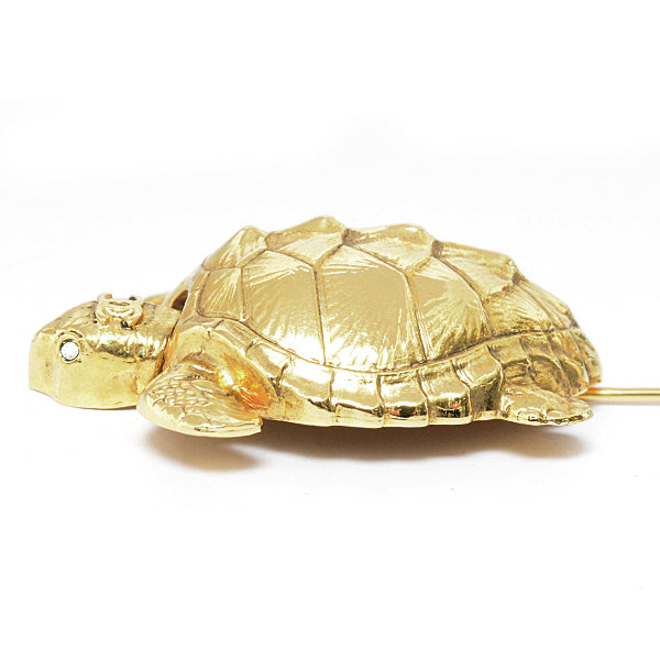 Chanel Turtle Motif Brooch Vintage Gold