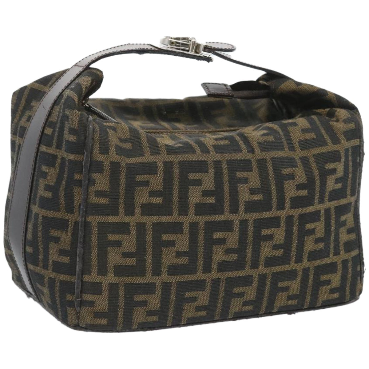 Luxury FendiZucca Canvas Vanity Hand Bag Black Brown66392