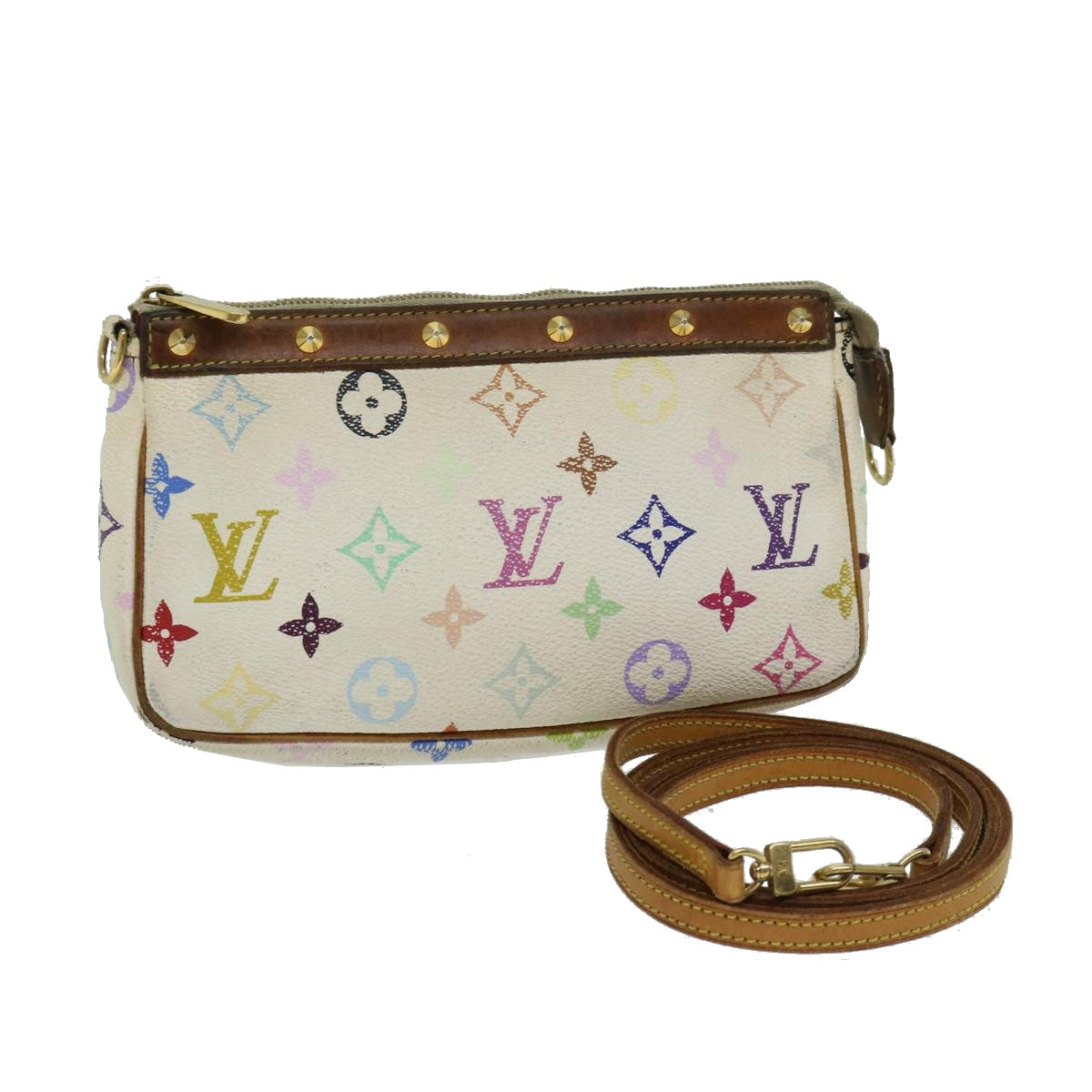 LOUIS VUITTON Multicolor Pochette Accessoires Pouch White M92649 LV 66409