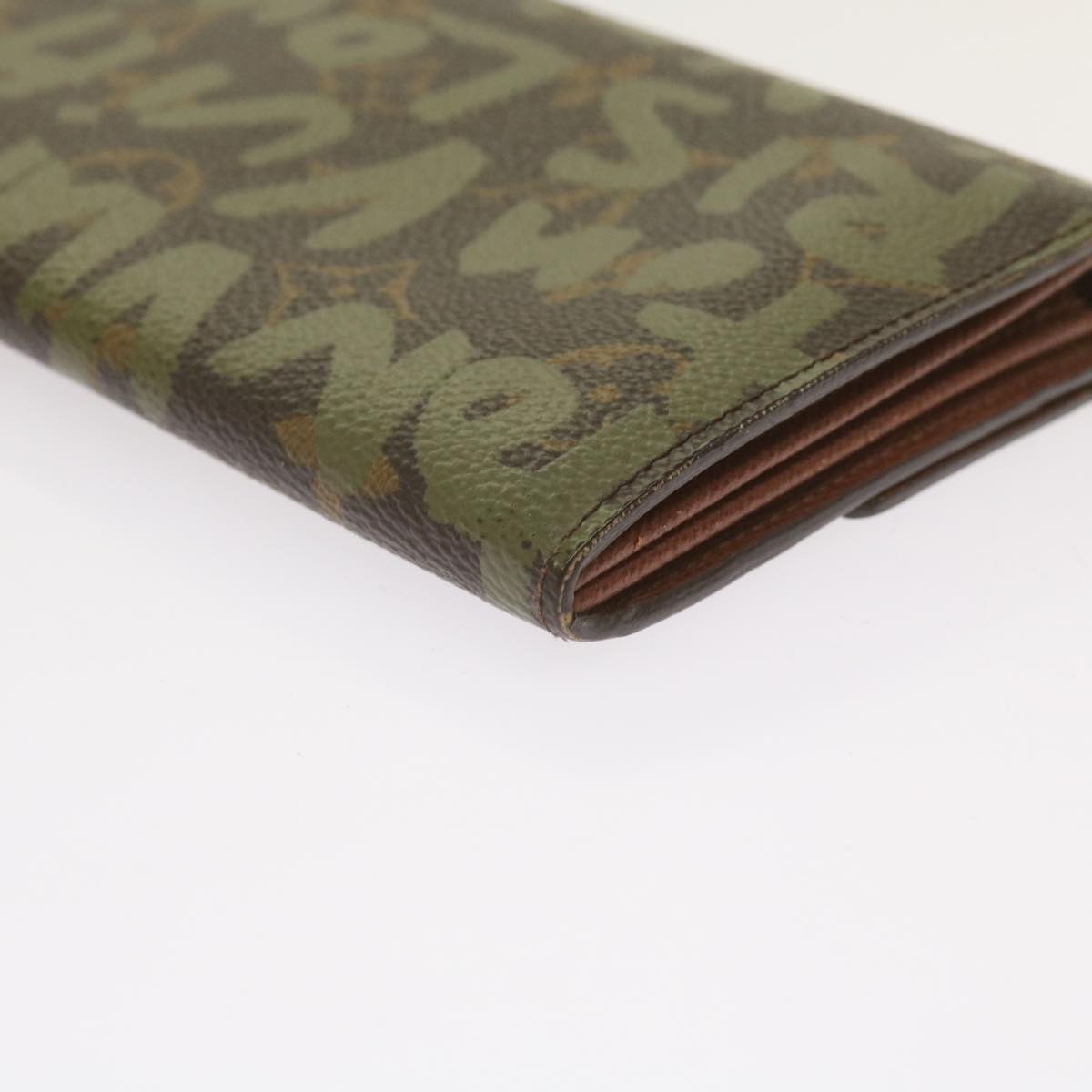 LOUIS VUITTON Monogram Graffiti Porte Monnaie Credit Khaki M92188 LV 66413
