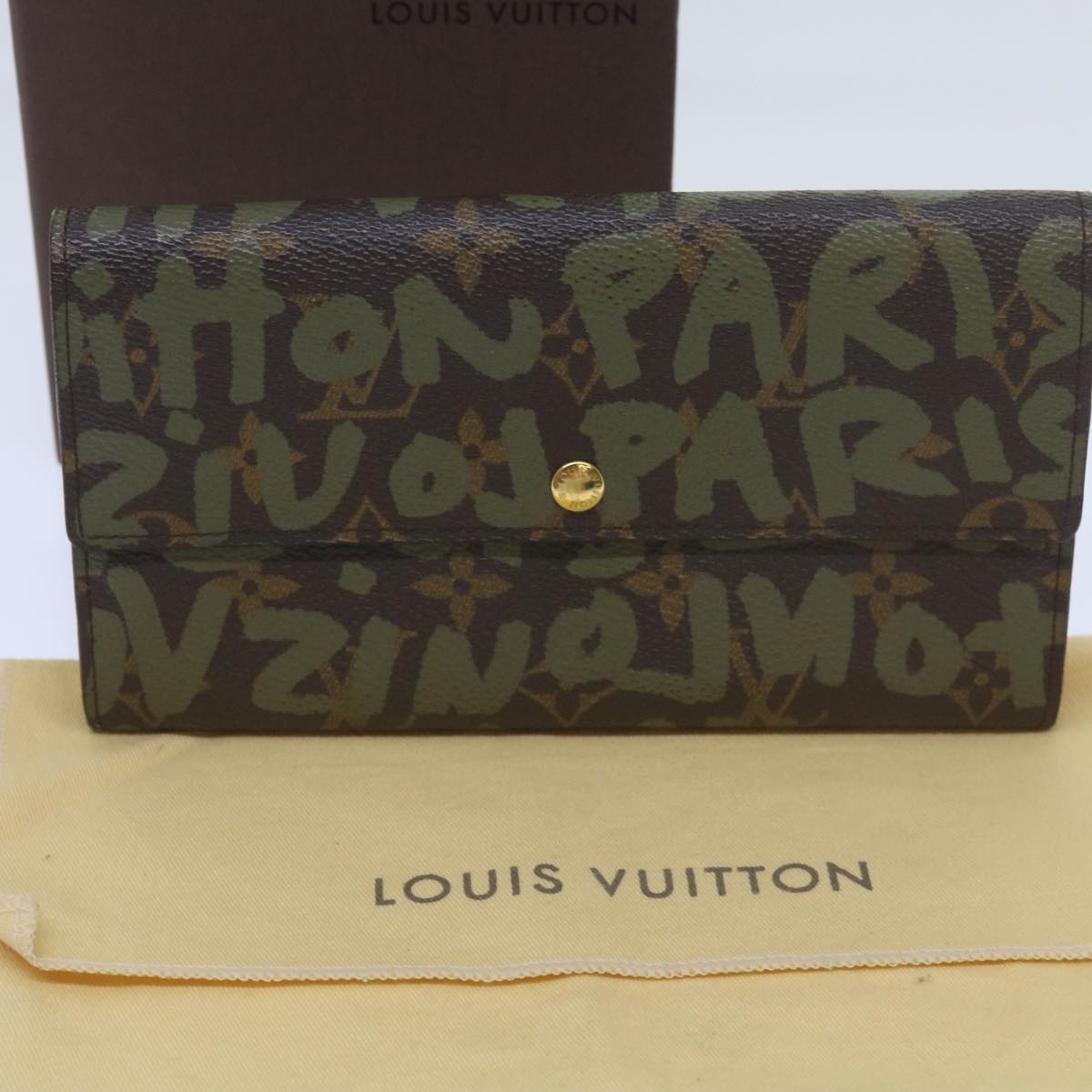 LOUIS VUITTON Monogram Graffiti Porte Monnaie Credit Khaki M92188 LV 66413