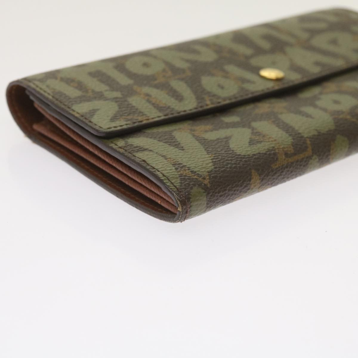 LOUIS VUITTON Monogram Graffiti Porte Monnaie Credit Khaki M92188 LV 66413