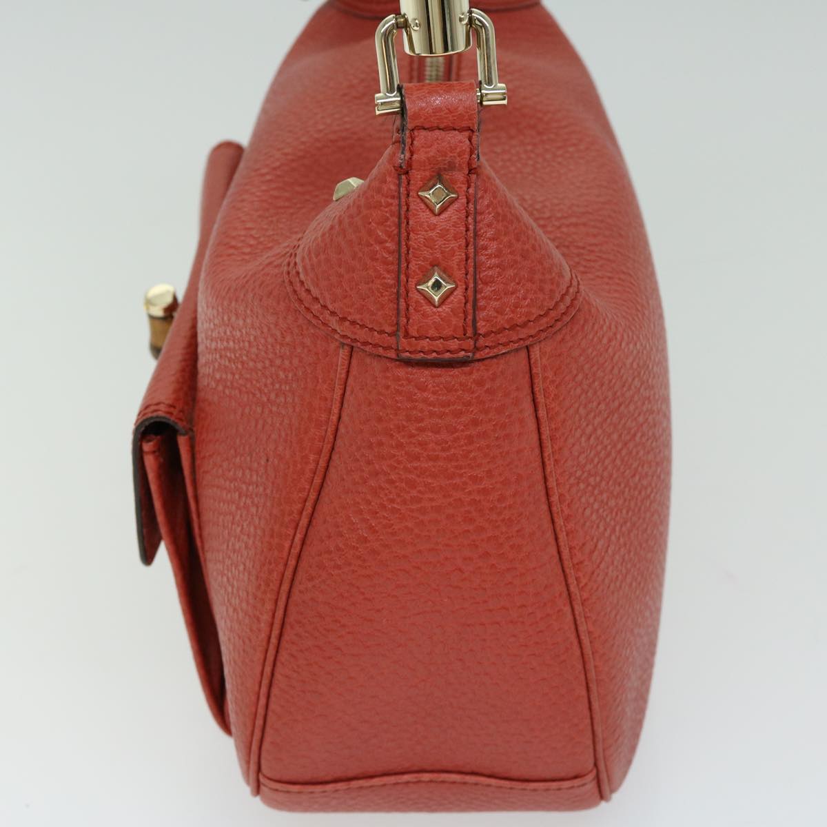 GUCCI Bamboo Shoulder Bag Leather Orange 137383  66492