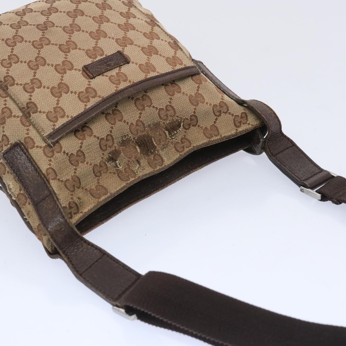 GUCCI GG Canvas Shoulder Bag Beige 122798  66497