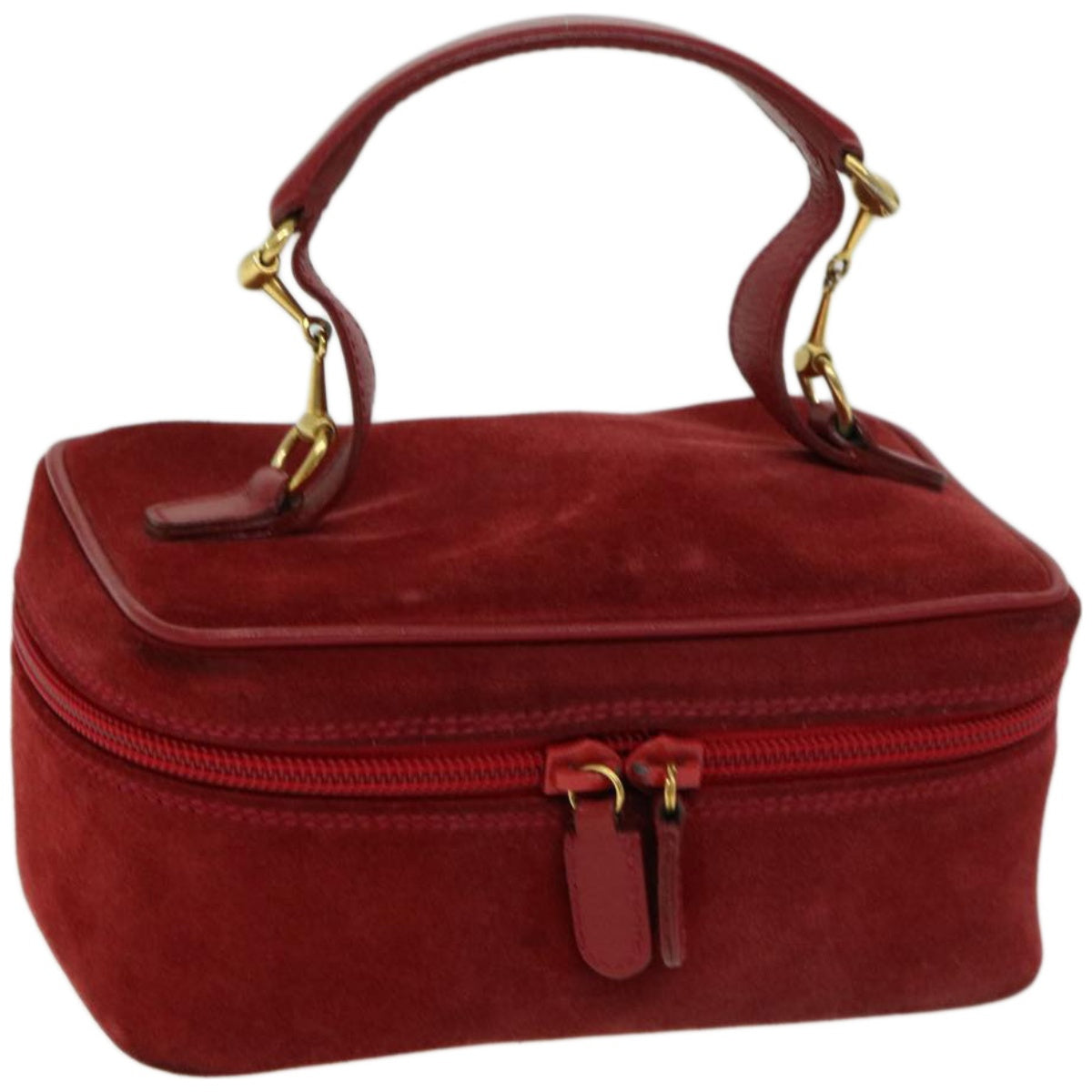 GUCCI Vanity Cosmetic Pouch Suede Red 032 1705 0141  66538