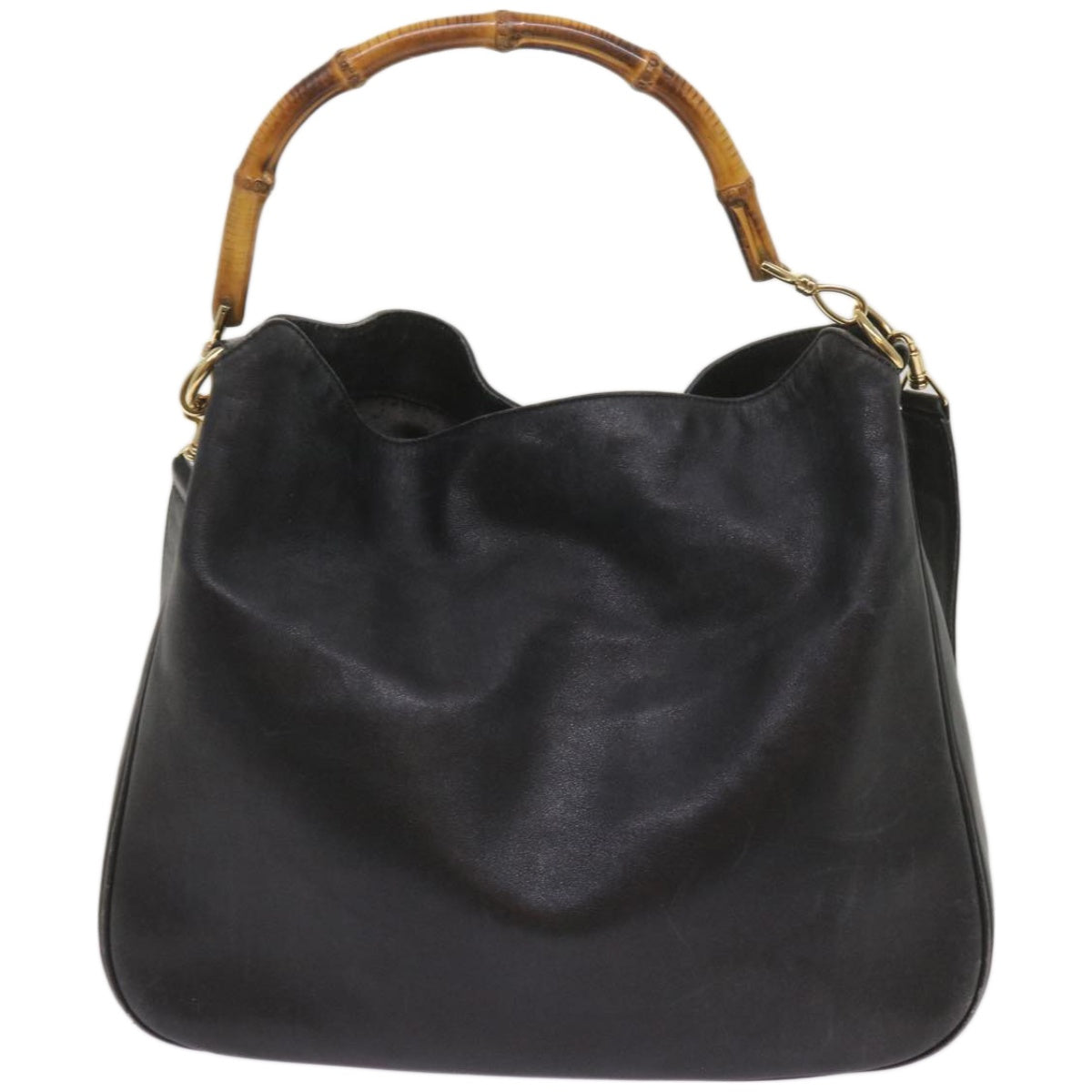 GUCCI Bamboo Shoulder Bag Leather 2way Black 001 2404 1577  66618