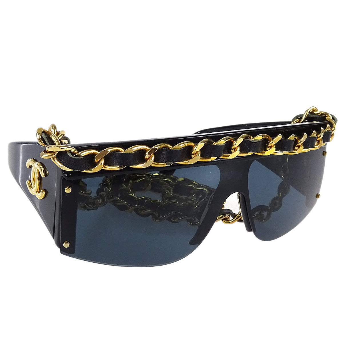 Luxury Chanel 1992 Fall Runway Chain Shield Sunglasses