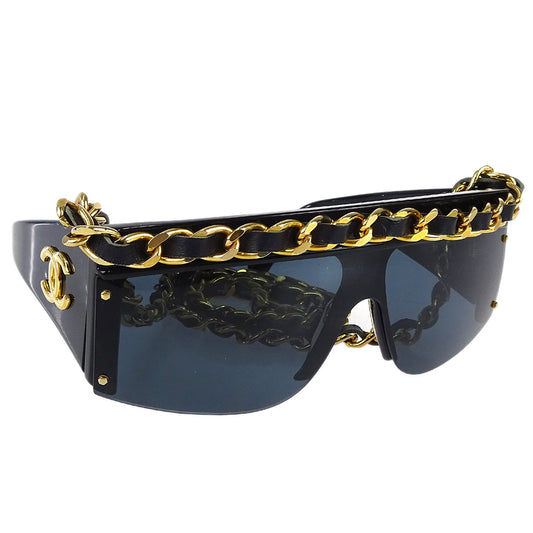 Luxury Chanel 1992 Fall Runway Chain Shield Sunglasses
