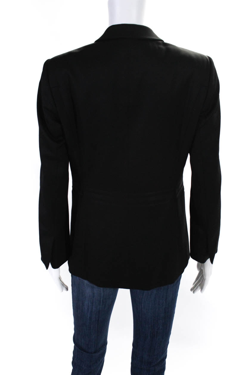 Gucci Womens Single Button Narrow Lapel Blazer Jacket Black Wool