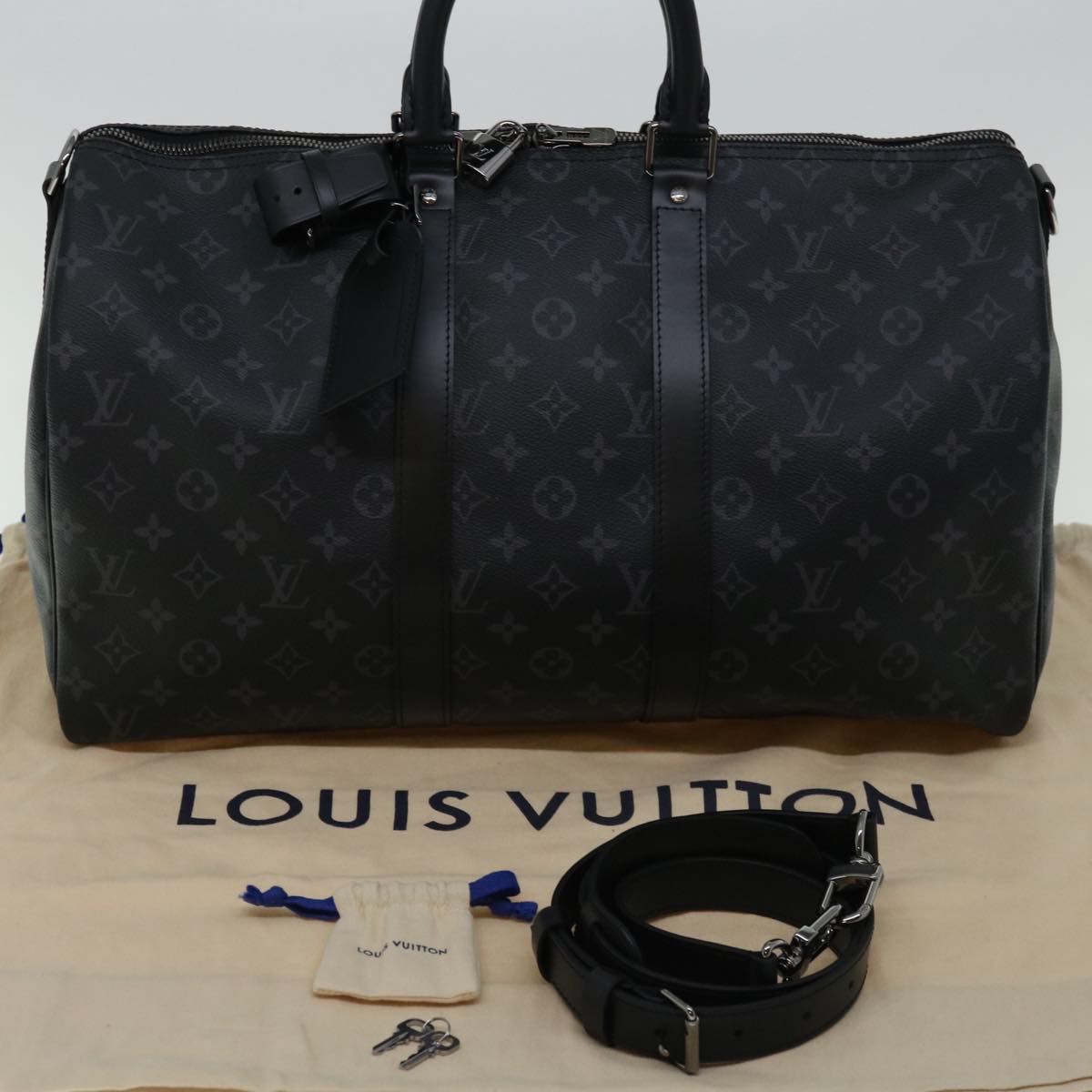 LOUIS VUITTON Monogram Eclipse Keepall Bandouliere 45 Bag M40569 LV 66711A