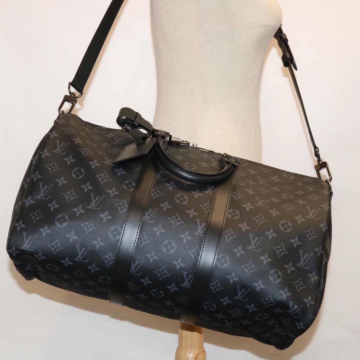 LOUIS VUITTON Monogram Eclipse Keepall Bandouliere 45 Bag M40569 LV 66711A