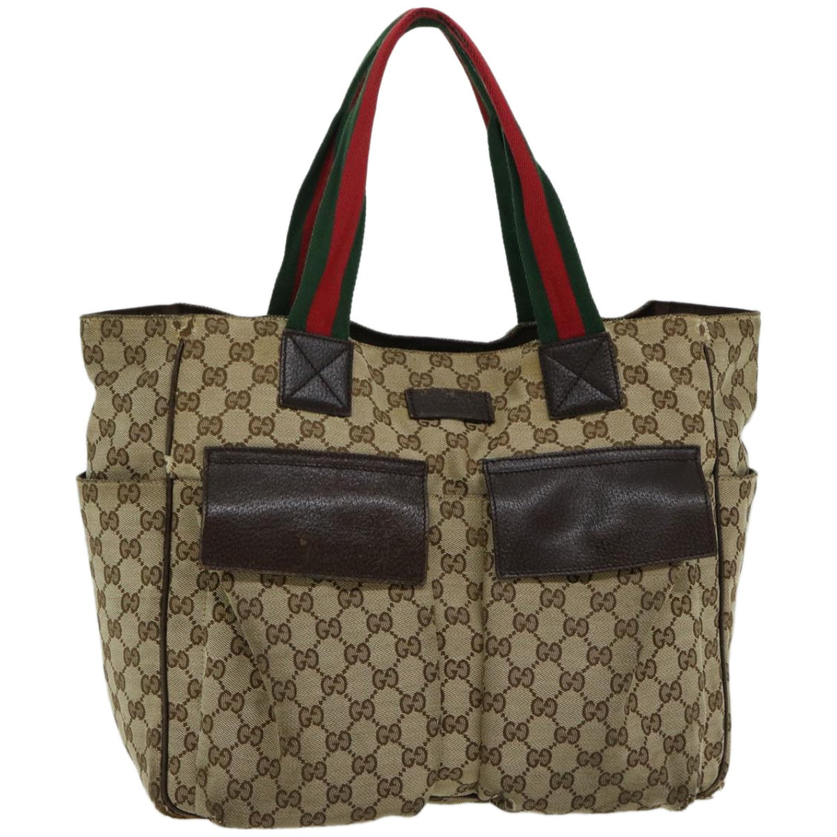 GUCCI GG Canvas Web Sherry Line Hand Bag Beige Red Green 161836  66731