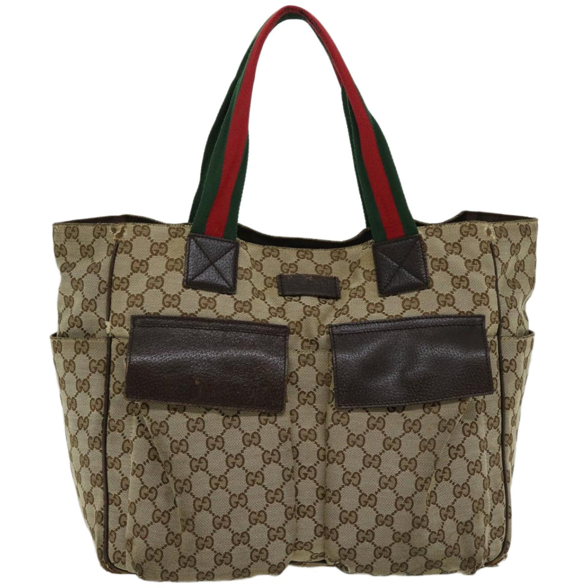 GUCCI GG Canvas Web Sherry Line Hand Bag Beige Red Green 161836  66731