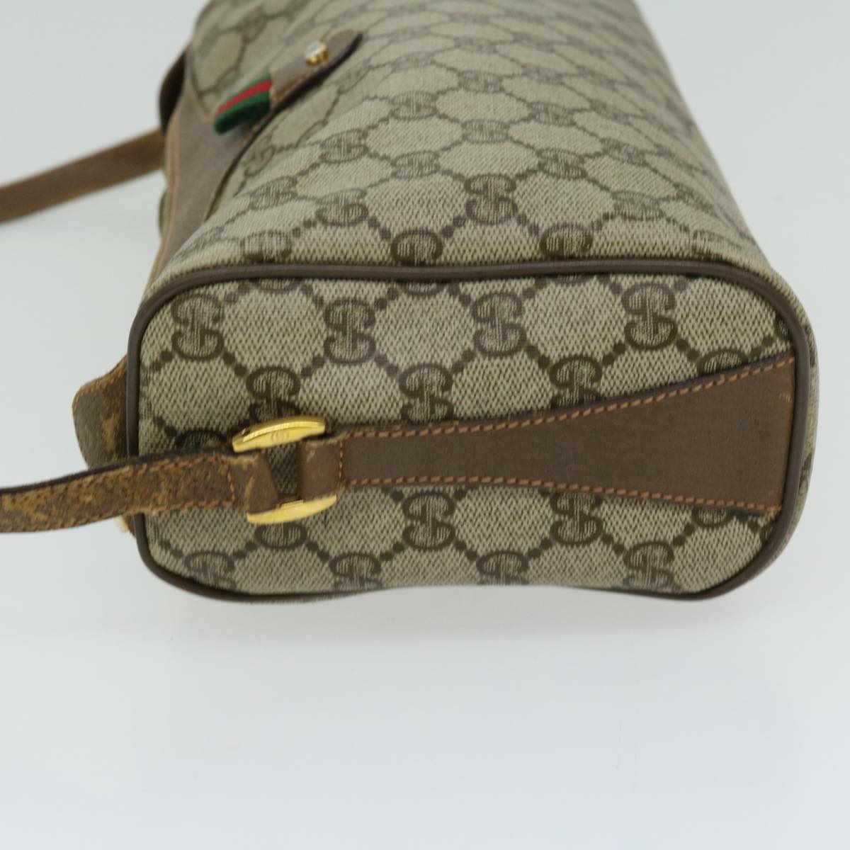 GUCCI GG Canvas Web Sherry Line Shoulder Bag PVC Beige Red Green  66739