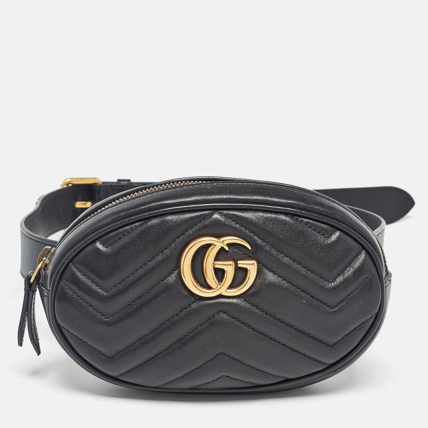 Luxury Gucci Trending 2025 Black Matelass&eacute; Leather Mini GG Marmont Belt Bag
