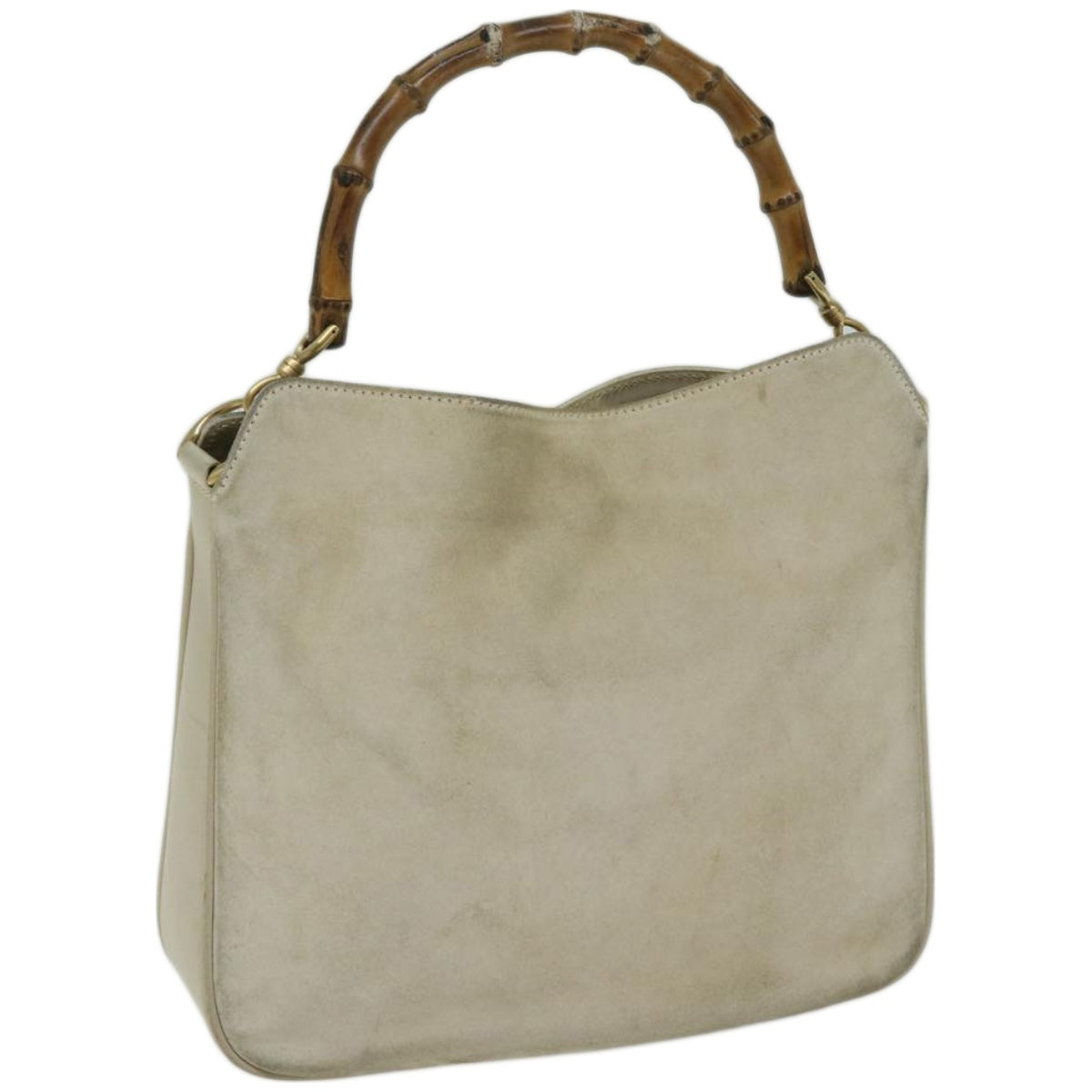 GUCCI Bamboo Shoulder Bag Suede Cream 001 2113 1638  66800