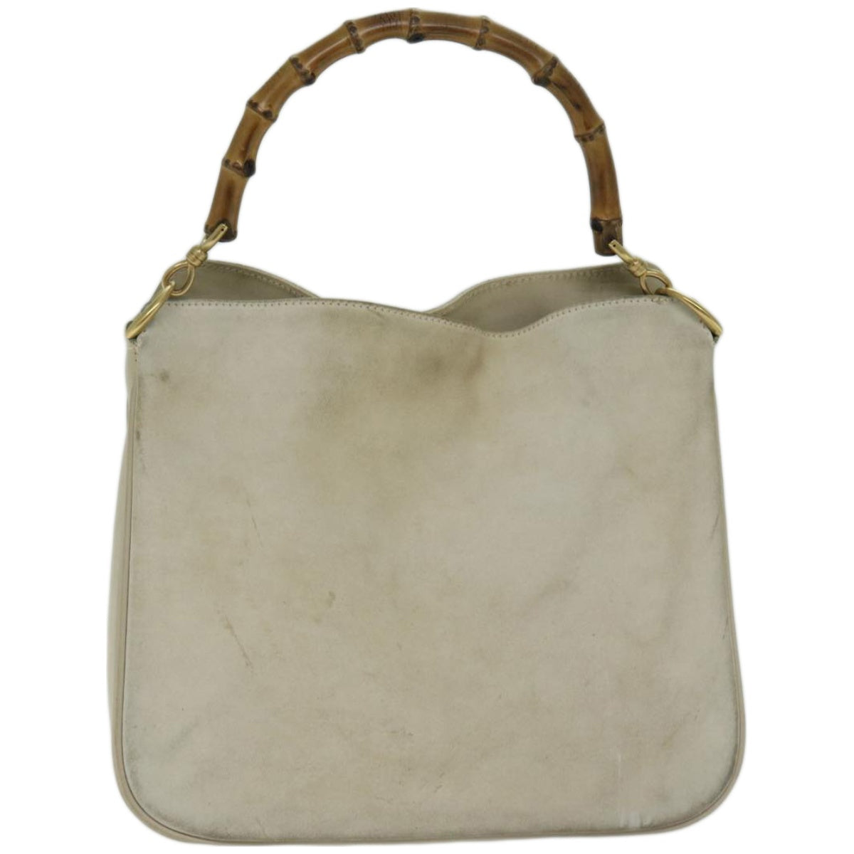 GUCCI Bamboo Shoulder Bag Suede Cream 001 2113 1638  66800