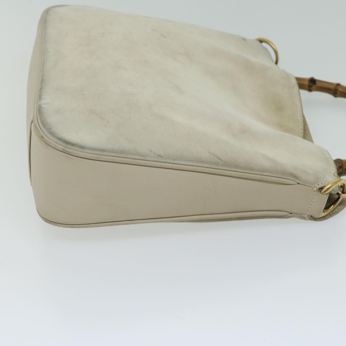 GUCCI Bamboo Shoulder Bag Suede Cream 001 2113 1638  66800