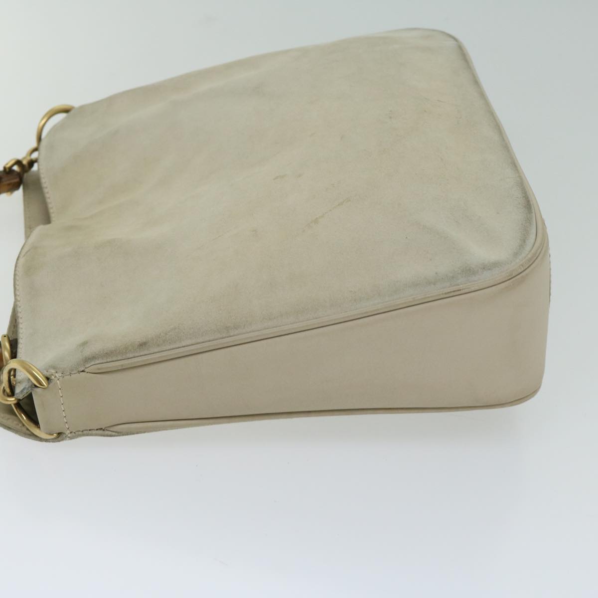 GUCCI Bamboo Shoulder Bag Suede Cream 001 2113 1638  66800