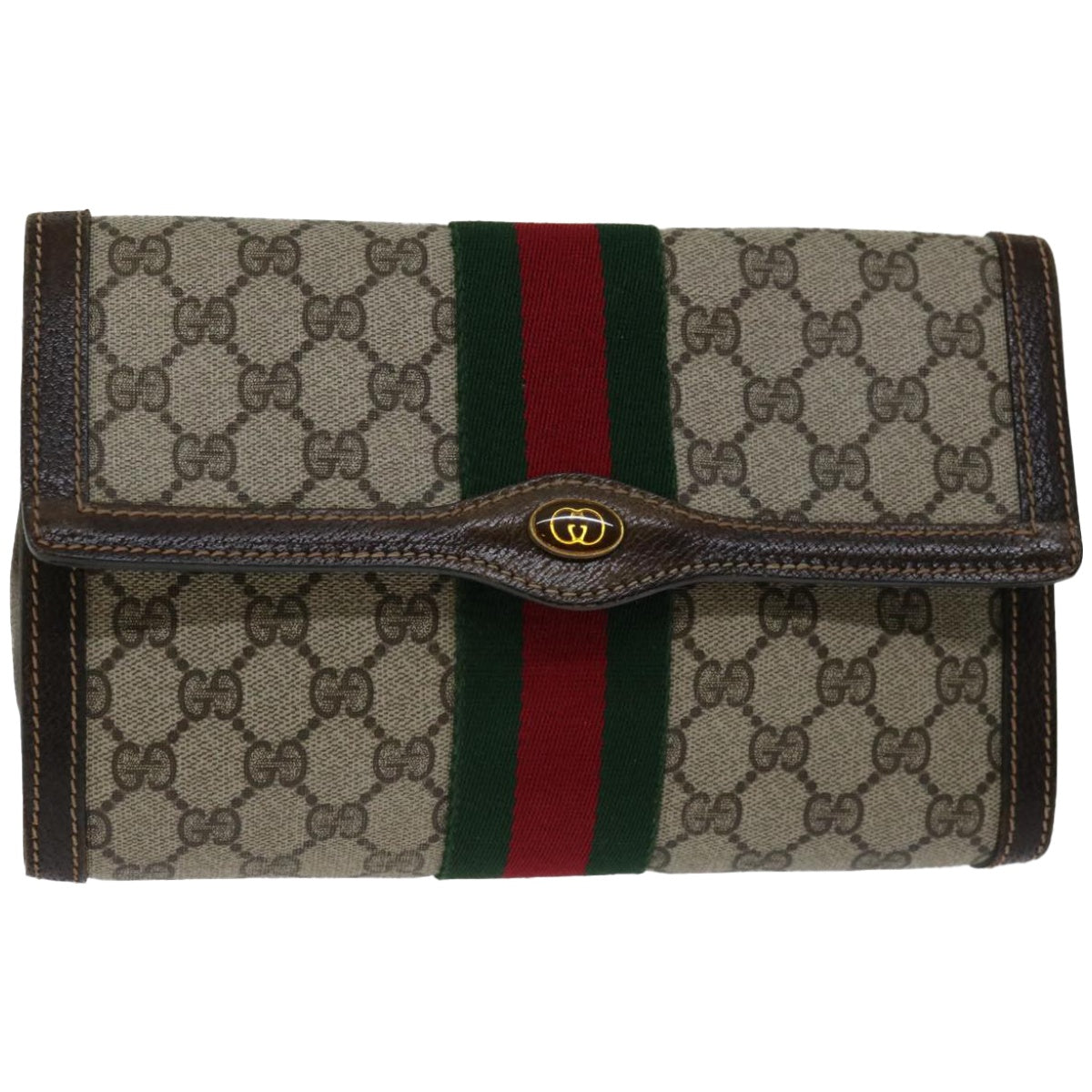 GUCCI GG Supreme Web Sherry Line Clutch Bag Beige Red 41 014 3087 25  66850