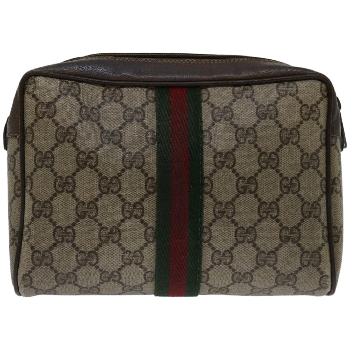GUCCI GG Supreme Web Sherry Line Clutch Bag Beige Red Green 89 01 012  66851