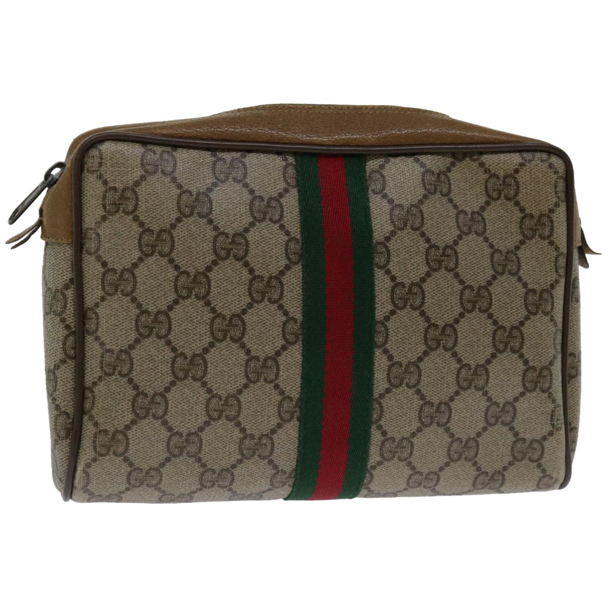 GUCCI GG Supreme Web Sherry Line Clutch Bag Beige Red Green 89 01 012  66852