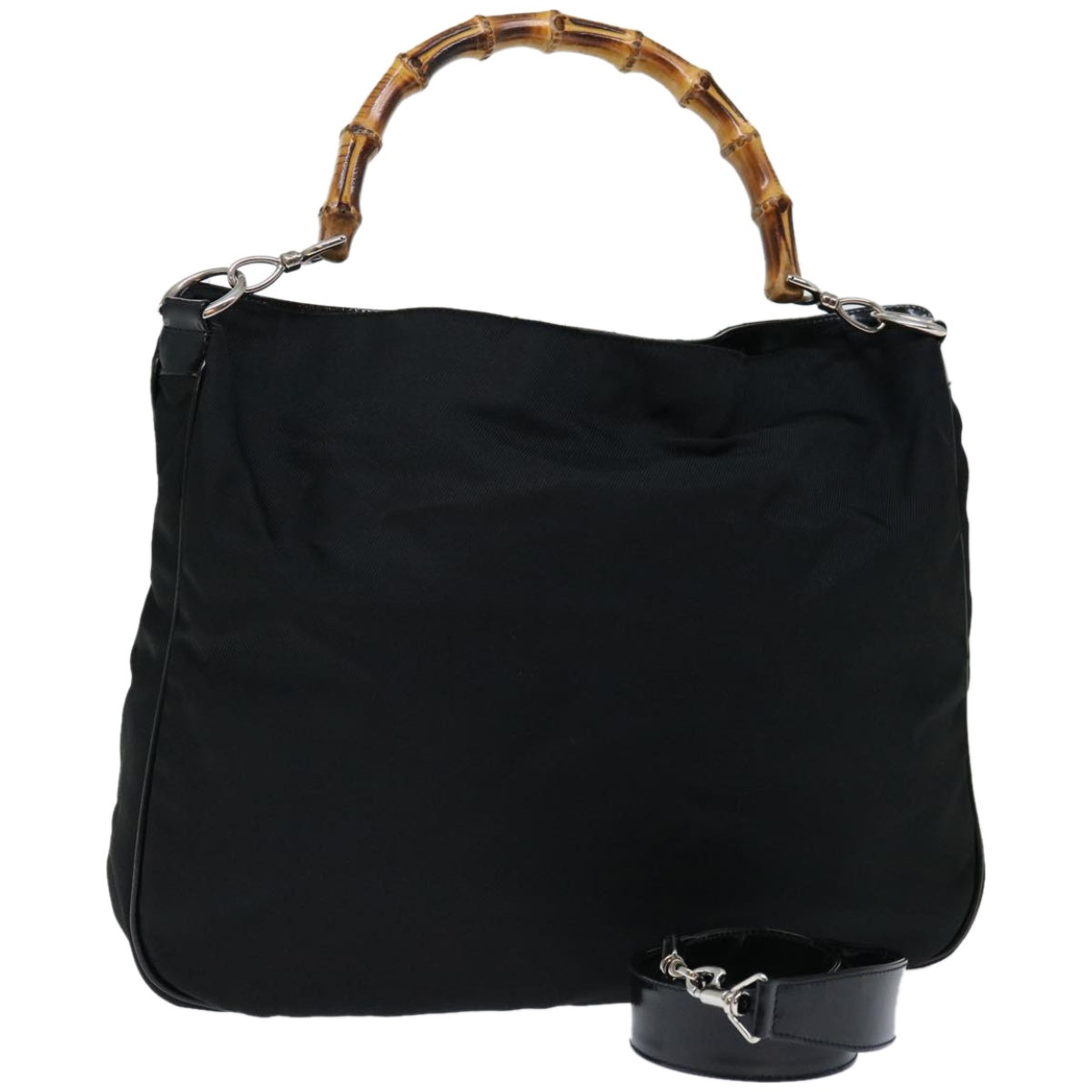 GUCCI Bamboo Shoulder Bag Nylon 2way Black 001 2404 1577  66949