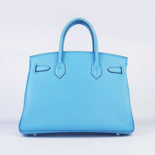 Luxury Hermes Birkin 30cm Togo Leather Handbags Light Blue Silver