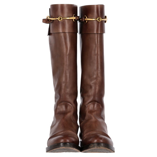 Luxury Gucci Trending 2025 Logo-Plaque Boots in Brown Calfskin Leather